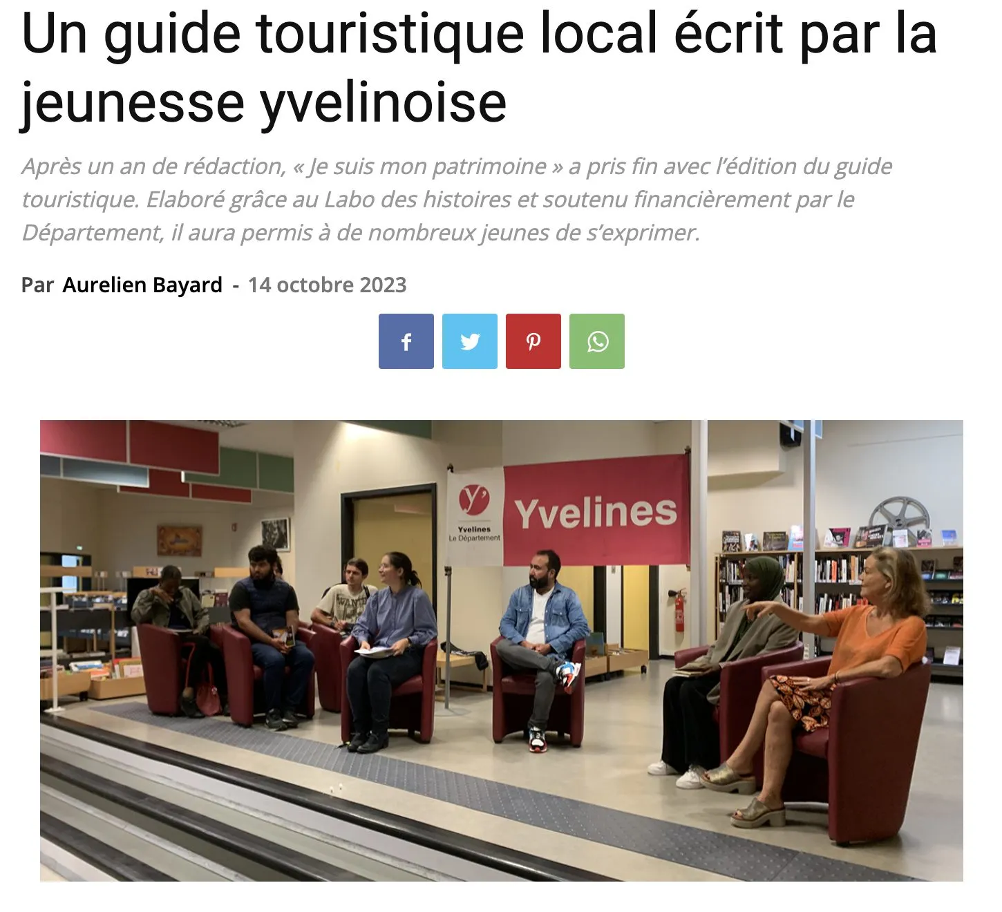 Un guide touristique local écrit par la jeunesse yvelinoise