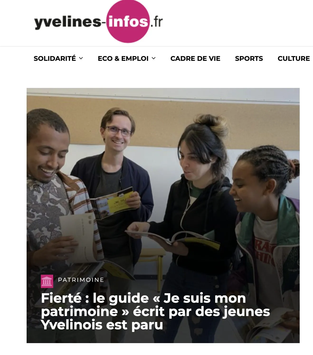 Fierté : le guide « Je suis mon patrimoine » écrit par des jeunes Yvelinois est paru